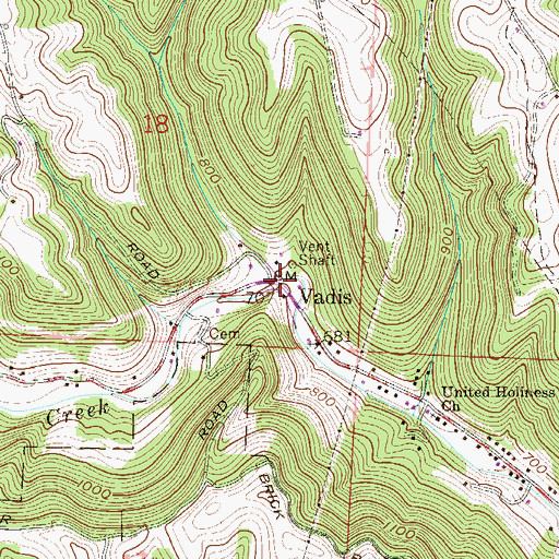 Topographic Map of Vadis, OH