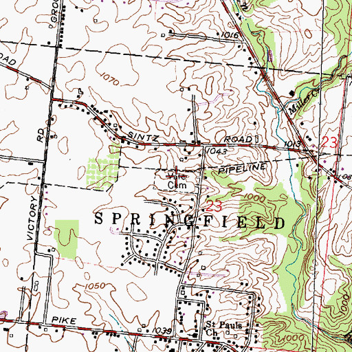 Topographic Map of Vale Cemetery, OH