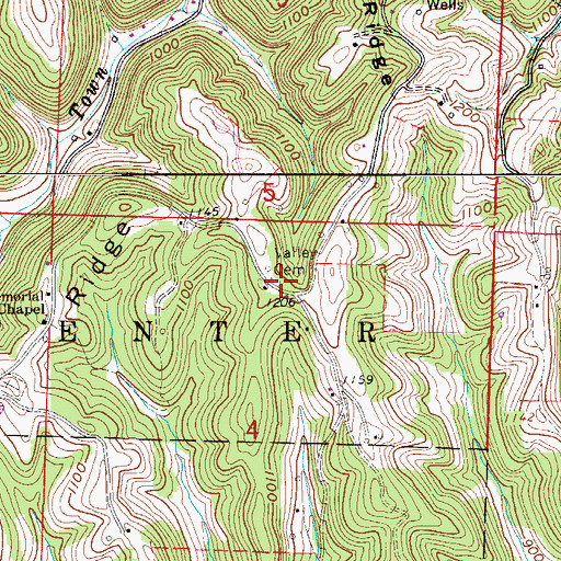Topographic Map of Valley Cemetery, OH