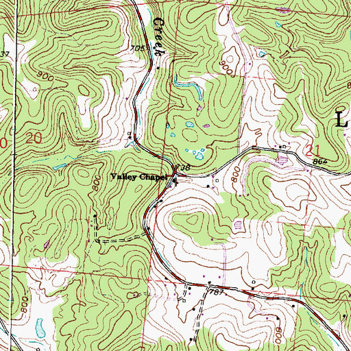 Topographic Map of Valley Chapel, OH
