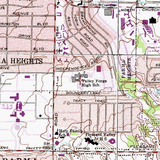 Topographic Map of Valley Forge High School, OH