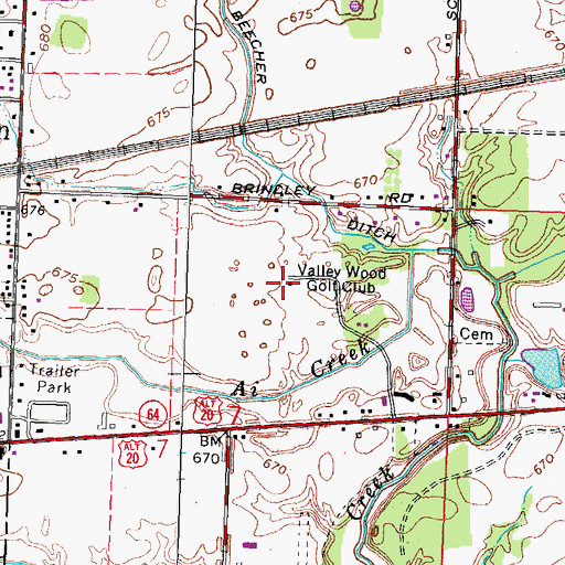 Topographic Map of Valley Wood Golf Club, OH