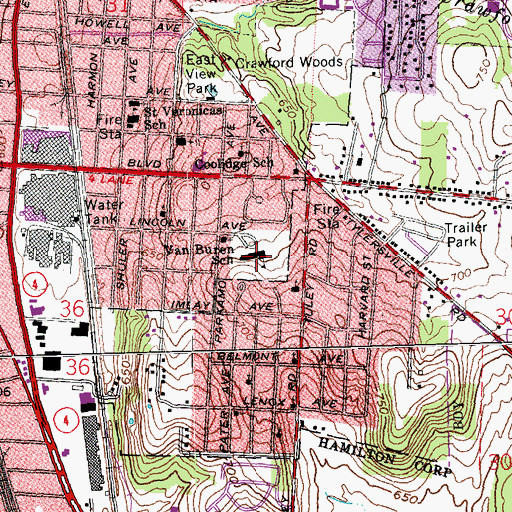 Topographic Map of Van Buren School, OH