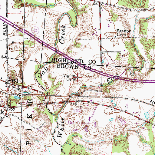 Topographic Map of Vance Cemetery, OH