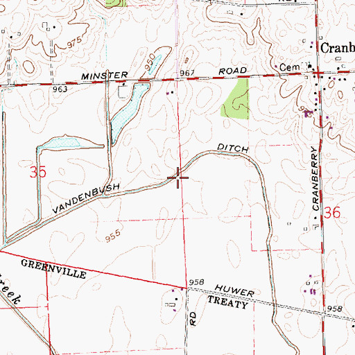 Topographic Map of Vandenbush Ditch, OH