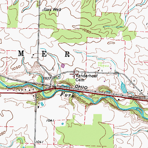 Topographic Map of Vanderhoef Cemetery, OH