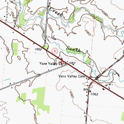 Topographic Map of Vans Valley Church, OH