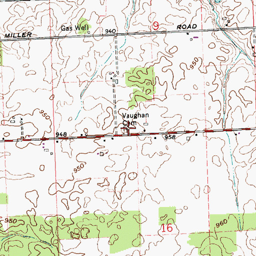 Topographic Map of Vaughan Cemetery, OH