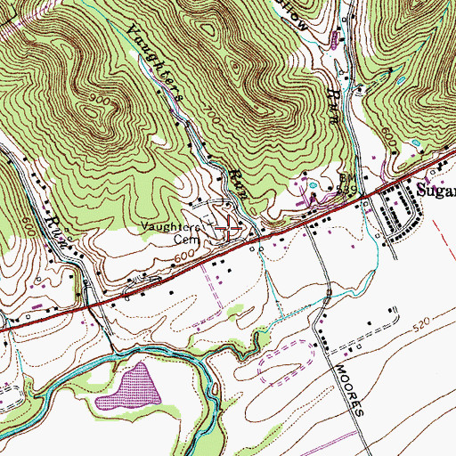 Topographic Map of Vaughters Cemetery, OH