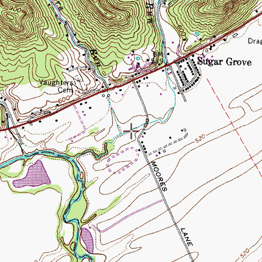Topographic Map of Vaughters Run, OH