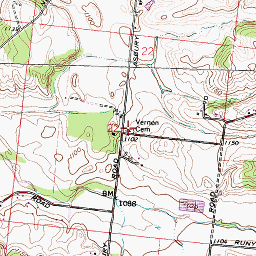 Topographic Map of Vernon Cemetery, OH