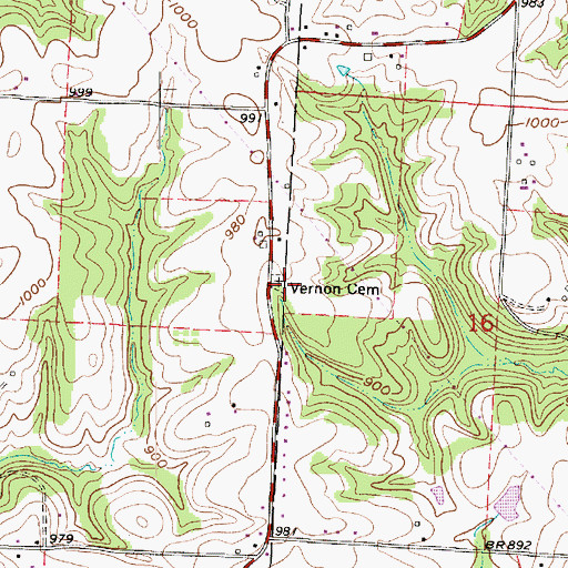 Topographic Map of Vernon Cemetery, OH