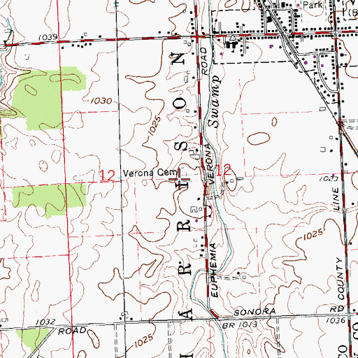 Topographic Map of Verona Cemetery, OH
