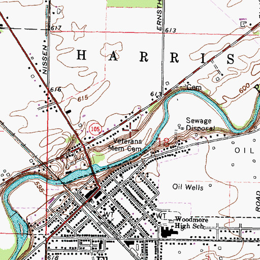 Topographic Map of Veterans Memorial Cemetery, OH