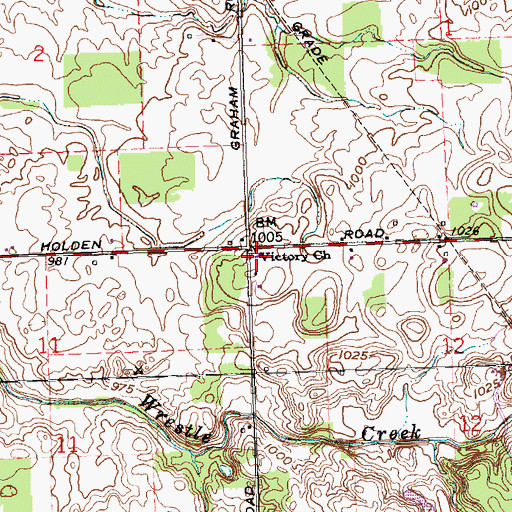 Topographic Map of Victory Church, OH