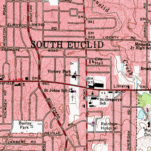 Topographic Map of Victory Park School, OH