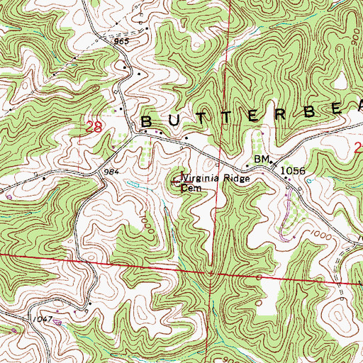 Topographic Map of Virginia Ridge Cemetery, OH
