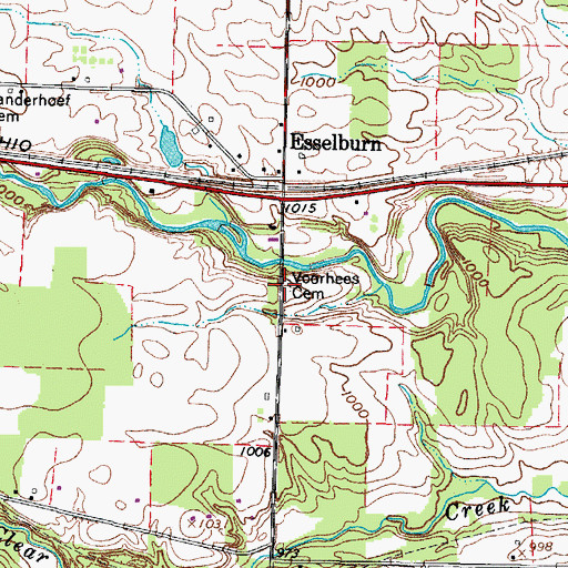 Topographic Map of Voorhees Cemetery, OH