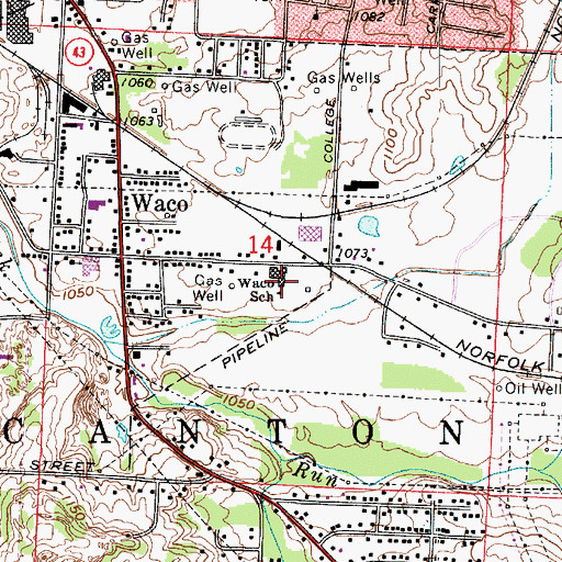 Topographic Map of Waco School, OH