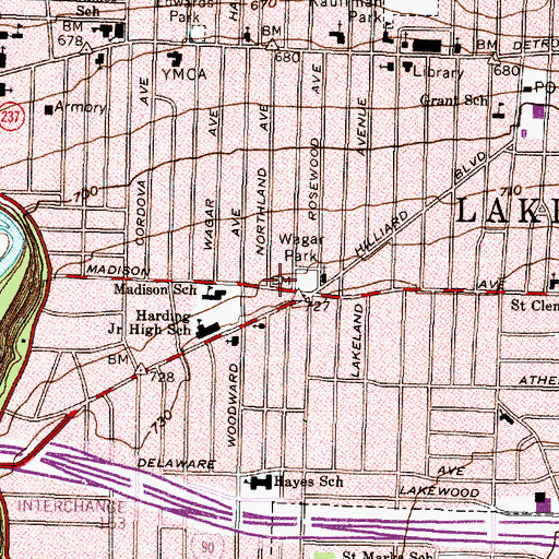 Topographic Map of Wagar Park, OH