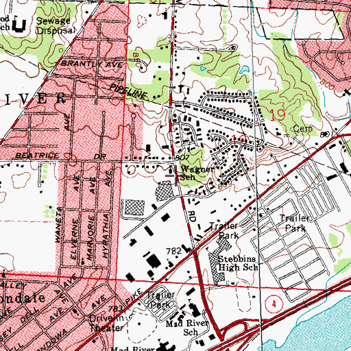 Topographic Map of Wagner School, OH