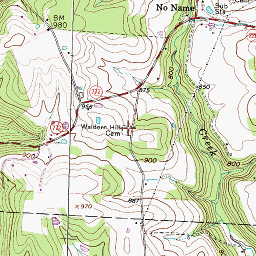 Topographic Map of Waldern Hill Cemetery, OH