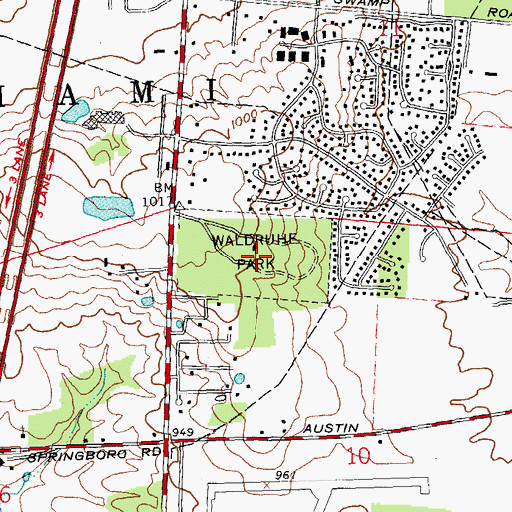 Topographic Map of Waldruhe Park, OH