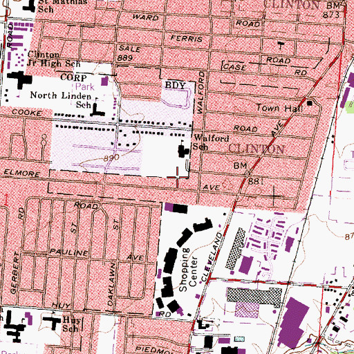 Topographic Map of Walford School, OH