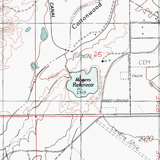 Topographic Map of Rogers Reservoir, AZ