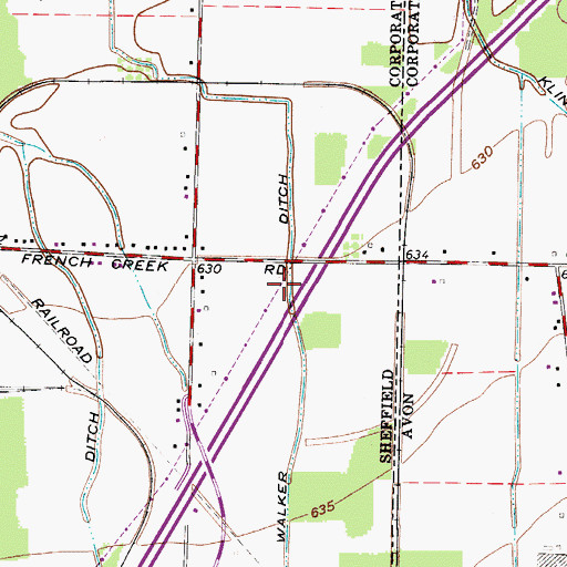 Topographic Map of Walker Ditch, OH