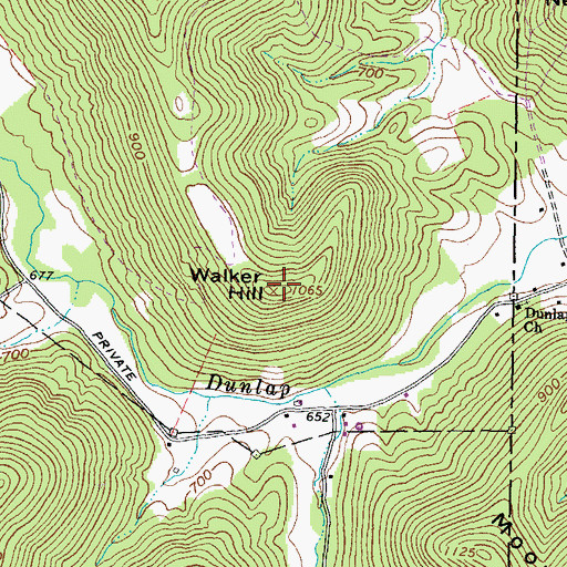 Topographic Map of Walker Hill, OH