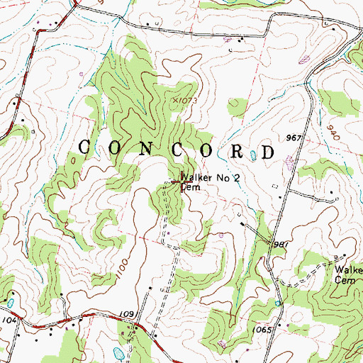 Topographic Map of Walker Number 2 Cemetery, OH