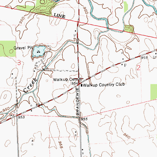 Topographic Map of Walkup Cemetery, OH