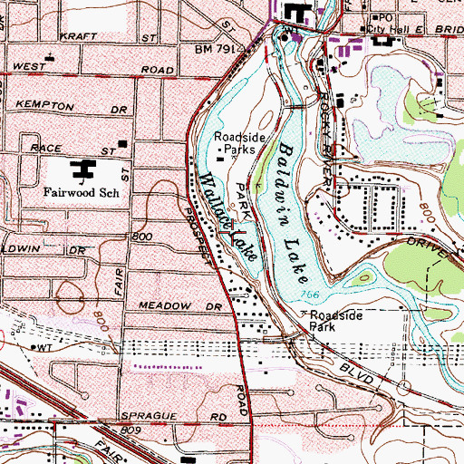 Topographic Map of Wallace Lake, OH