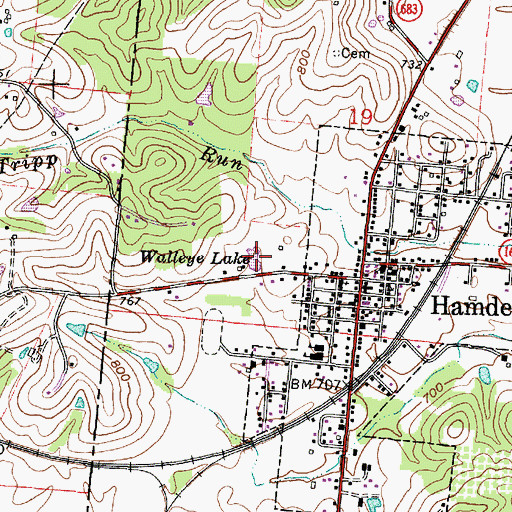 Topographic Map of Walleye Lake, OH