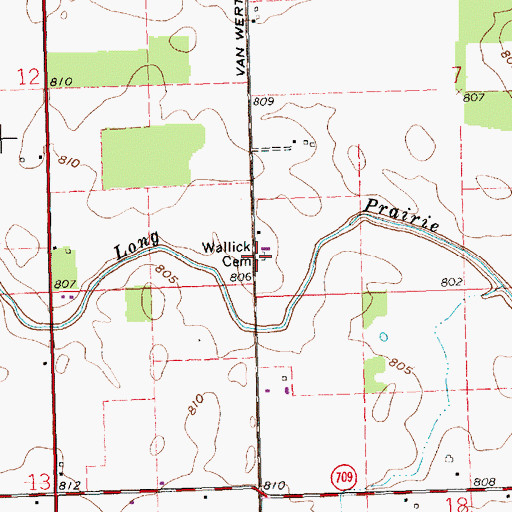 Topographic Map of Wallick Cemetery, OH