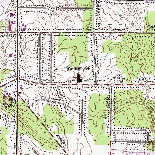 Topographic Map of Wallings School, OH