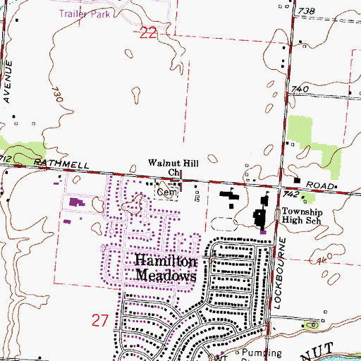 Topographic Map of Walnut Hill Church, OH