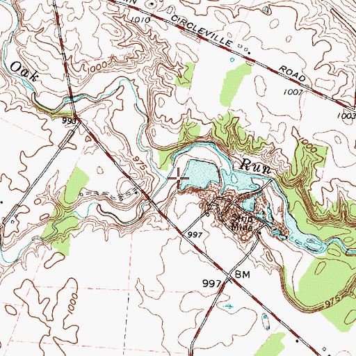 Topographic Map of Walnut Run, OH