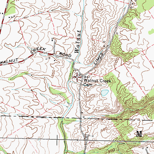 Topographic Map of Walnut Creek Cemetery, OH