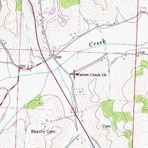 Topographic Map of Walnut Creek Mennonite Church, OH