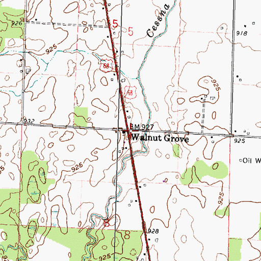 Topographic Map of Walnut Grove, OH