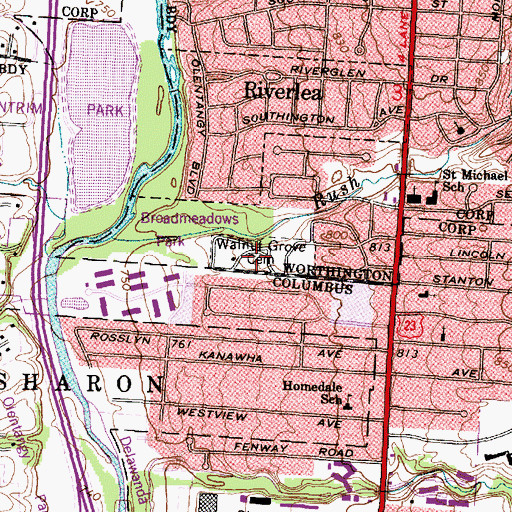 Topographic Map of Walnut Grove Cemetery, OH