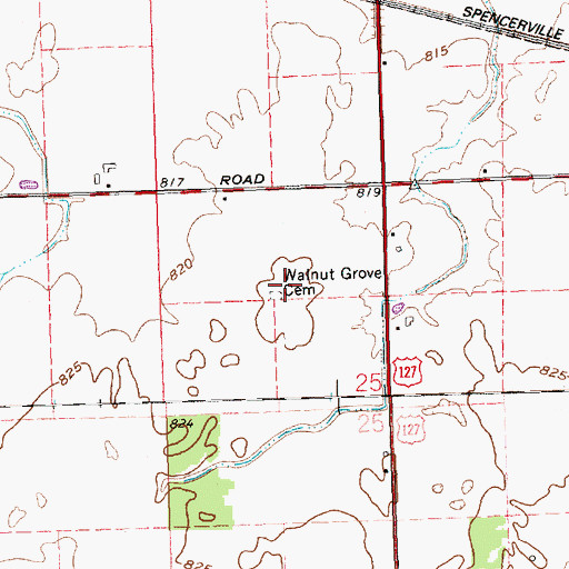 Topographic Map of Walnut Grove Cemetery, OH