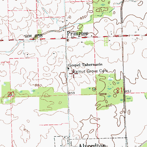 Topographic Map of Walnut Grove Cemetery, OH