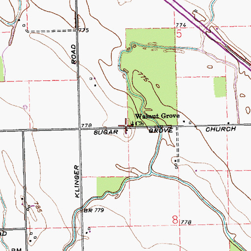 Topographic Map of Walnut Grove Church, OH