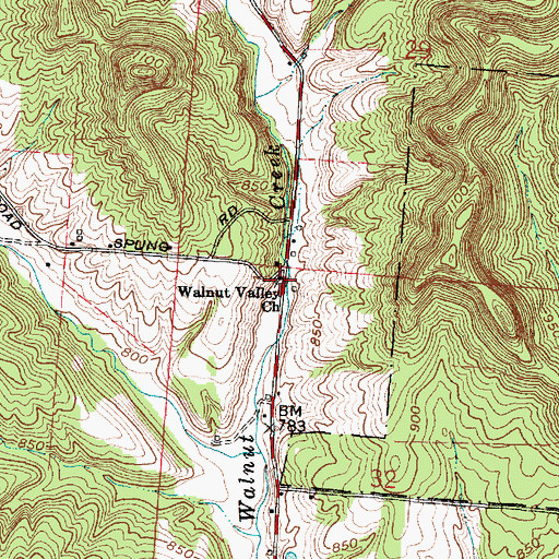 Topographic Map of Walnut Valley Church, OH