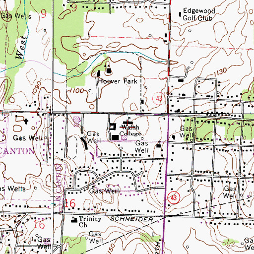 Topographic Map of Walsh College, OH