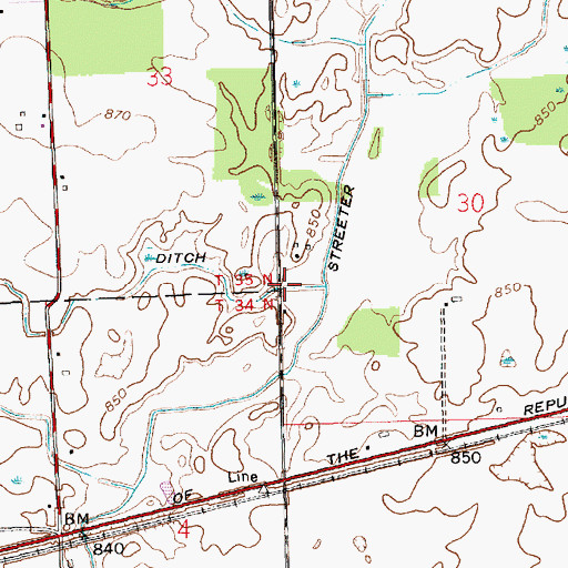 Topographic Map of Walters Ditch, OH