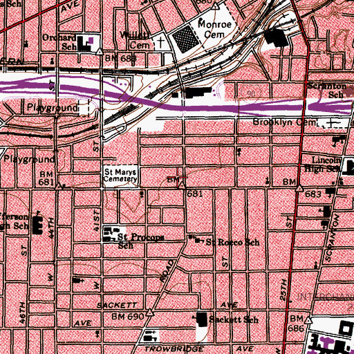 Topographic Map of Walton School, OH
